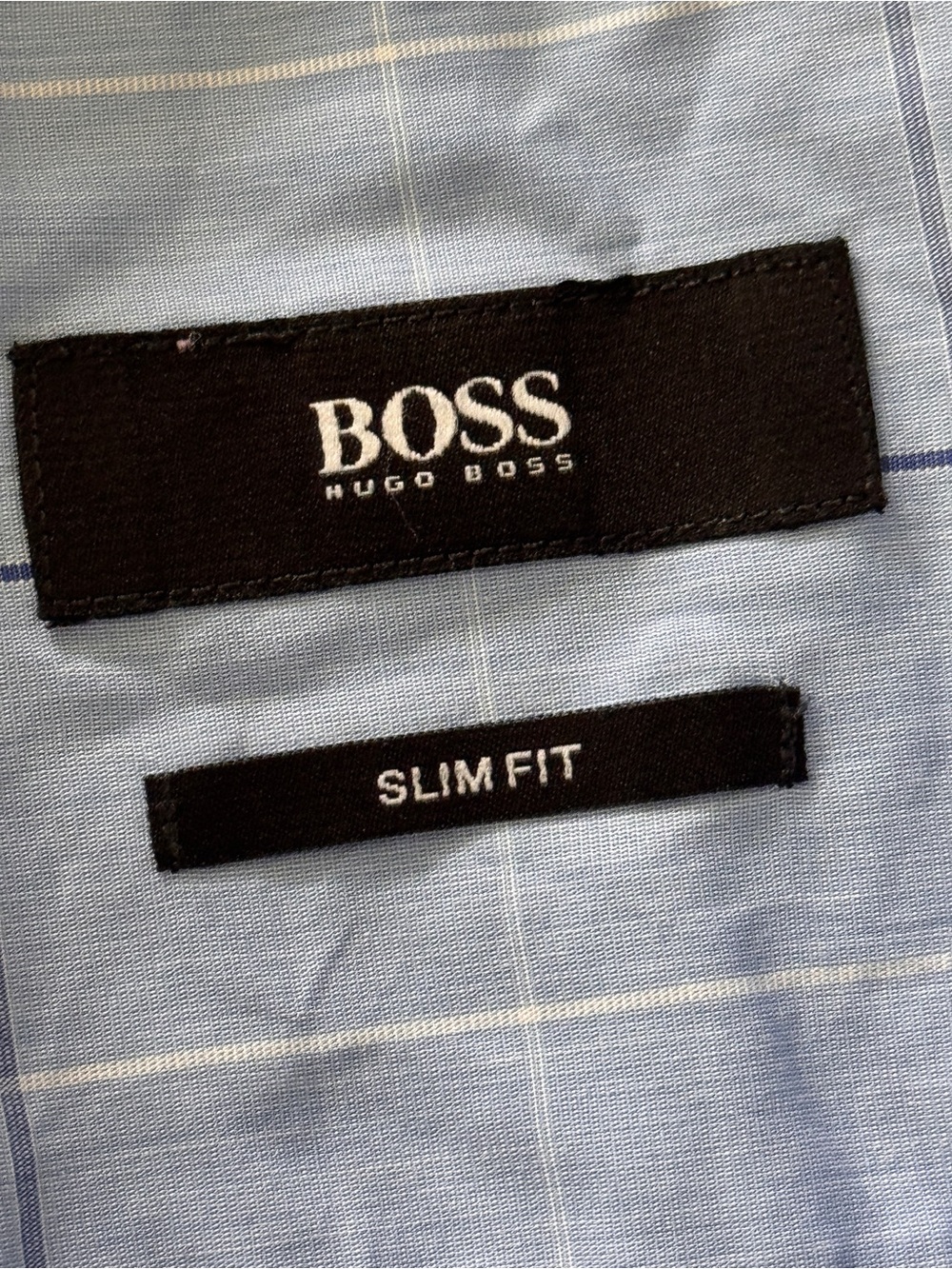 BOSS Hugo Boss Slim Fit Blue Windowpane Button Down Shirt - Picture 6 of 11